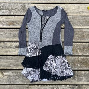 Papillon Patchwork Long Sleeve Dress